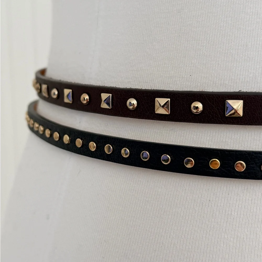 J. Crew Skinny Studded Leather Belt Bundle